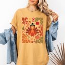 XXL Mustard Thanksgiving Turkey With Floral Bouquet Boho Botanical Autumn Harvest Design Comfort Colors Tee