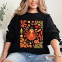 Small Black Thanksgiving Turkey Floral Boho Botanical Autumn Harvest Leaves Graphic Sweatshirt