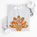  Thanksgiving Turkey Autumn Painted Graphic Fall Harvest Illustration Cozy Sweatshirt
