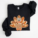 Large Black Thanksgiving Turkey Autumn Painted Graphic Fall Harvest Illustration Cozy Sweatshirt