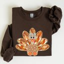 XL Dark Chocolate Thanksgiving Turkey Autumn Painted Graphic Fall Harvest Illustration Cozy Sweatshirt