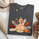  Thanksgiving Turkey Plaid Print Cute Autumn Patterns Vintage Cozy Rustic Graphic Comfort Colors Tee