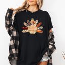 XXL Black Thanksgiving Turkey Plaid Print Cute Autumn Patterns Vintage Cozy Rustic Graphic Comfort Colors Tee