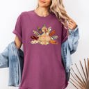 Medium Berry Red Thanksgiving Turkey Plaid Print Cute Autumn Patterns Vintage Cozy Rustic Graphic Comfort Colors Tee