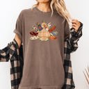 XL Espresso Brown Thanksgiving Turkey Plaid Print Cute Autumn Patterns Vintage Cozy Rustic Graphic Comfort Colors Tee