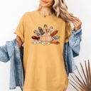 Medium Mustard Thanksgiving Turkey Plaid Print Cute Autumn Patterns Vintage Cozy Rustic Graphic Comfort Colors Tee