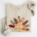  Thanksgiving Turkey Plaid Autumn Patterns Cozy Festive Decor Soft Fleece Lined Sweatshirt