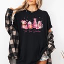Small Black Tis The Season Coffee Drinks Pastel Snow Christmas Pink Cozy Vintage Winter Glow Comfort Colors Tee