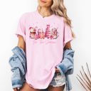 Large Blossom Light Pink Tis The Season Coffee Drinks Pastel Snow Christmas Pink Cozy Vintage Winter Glow Comfort Colors Tee