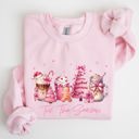 Medium Light Pink Tis The Season Coffee Drinks Pastel Christmas Pink Snow Cozy Festive Holiday Sweatshirt