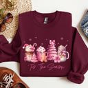 XXL Maroon Tis The Season Coffee Drinks Pastel Christmas Pink Snow Cozy Festive Holiday Sweatshirt