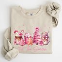 XXL Sand Tis The Season Coffee Drinks Pastel Christmas Pink Snow Cozy Festive Holiday Sweatshirt