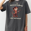 Medium Pepper Dark Gray You've Just Buttered Your Last Biscuit Cat Cowboy Western Graphic Comfort Colors Tee
