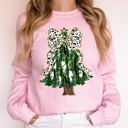  Beautiful Christmas Tree Dalmatian Print Ribbon Coquette Bow Holiday Cheerful Sweatshirt