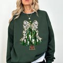 XXXL Forest Green Beautiful Christmas Tree Dalmatian Print Ribbon Coquette Bow Holiday Cheerful Sweatshirt