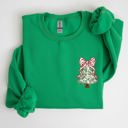  Christmas Tree Pocket Floral Coquette Ribbons Vintage Inspired Classic Season Winter Sweatshirt