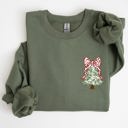  Christmas Tree Pocket Floral Coquette Ribbons Vintage Inspired Classic Season Winter Sweatshirt