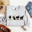 Small Ash Light Gray Funny Christmas Cats Santa Xmas Cozy Whimsical Cat Scene For Holiday Cheer Sweatshirt