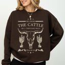 Medium Dark Chocolate He Owns The Cattle On A Thousand Hills Christ Religious Christian Cowboy Worship Gospel Psalm Sweatshirt
