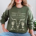 Medium Military Green He Owns The Cattle On A Thousand Hills Christ Religious Christian Cowboy Worship Gospel Psalm Sweatshirt