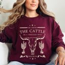 Medium Maroon He Owns The Cattle On A Thousand Hills Christ Religious Christian Cowboy Worship Gospel Psalm Sweatshirt