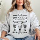 Large Ash Light Gray He Owns The Cattle On A Thousand Hills Christ Religious Christian Cowboy Worship Gospel Psalm Sweatshirt