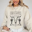 XXXL Sand He Owns The Cattle On A Thousand Hills Christ Religious Christian Cowboy Worship Gospel Psalm Sweatshirt