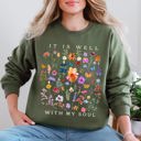 XXL Military Green It Is Well With My Soul Christian Hymn Flowers Inspirational Gospel Prayer Scripture Sweatshirt