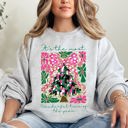 Large Ash Light Gray It's The Most Wonderful Time Of The Year Floral Faux Gold Christmas Botanical Sweatshirt