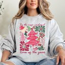 Large Ash Light Gray It's The Most Wonderful Time Of The Year Floral Christmas Botanical Holiday Sweatshirt