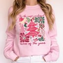 XXXL Light Pink It's The Most Wonderful Time Of The Year Floral Christmas Botanical Holiday Sweatshirt