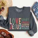 Medium Dark Gray Heather Love Like Jesus Christmas Christian Gospel Faith Religious Expression Sweatshirt