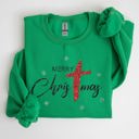 XXL Irish Bright Green Merry Christmas Christ Faux Glitter Religious Gospel Faith Holiday Season Sweatshirt