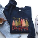 Medium Navy Merry Christmas Christ Religious Gospel Faith Sacred Holiday Prayer Scripture Sweatshirt