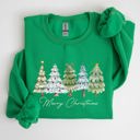 XXL Irish Bright Green Merry Christmas Tree Santa Colorful Artwork Winter Holiday Scene Cozy Festive Sweatshirt