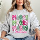 XL Ash Light Gray Merry Merry Merry Christmas Santa Xmas Colorful Patterns Holiday Cheer Sweatshirt