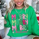 XXL Irish Bright Green Merry Merry Merry Christmas Santa Xmas Colorful Patterns Holiday Cheer Sweatshirt