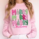 XXL Light Pink Merry Merry Merry Christmas Santa Xmas Colorful Patterns Holiday Cheer Sweatshirt