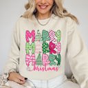 Medium Sand Merry Merry Merry Christmas Santa Xmas Colorful Patterns Holiday Cheer Sweatshirt