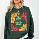 XXXL Forest Green Oh Come Let Us Adore Him Christmas Floral Christian Religious Seasonal Sacred Sweatshirt