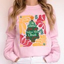 Large Light Pink Oh Come Let Us Adore Him Christmas Floral Christian Religious Seasonal Sacred Sweatshirt