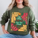 Medium Military Green Oh Come Let Us Adore Him Christmas Floral Christian Religious Seasonal Sacred Sweatshirt