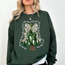 Medium Forest Green Oh Come Let Us Adore Him Christmas Tree Dalmatian Print Festive Holiday Season Sweatshirt