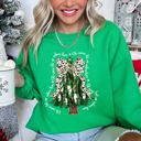 Medium Irish Bright Green Oh Come Let Us Adore Him Christmas Tree Dalmatian Print Festive Holiday Season Sweatshirt
