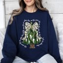 XXXL Navy Oh Come Let Us Adore Him Christmas Tree Dalmatian Print Festive Holiday Season Sweatshirt