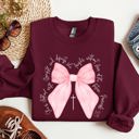  She Is Clothed With Strength And Dignity Proverbs Bows Ribbon Girly Religious Christmas Faith Sweatshirt