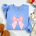 XXL Carolina Blue She Is Clothed With Strength And Dignity Proverbs Bows Ribbon Girly Religious Christmas Faith Sweatshirt
