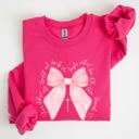 XXL Heliconia Bright Pink She Is Clothed With Strength And Dignity Proverbs Bows Ribbon Girly Religious Christmas Faith Sweatshirt