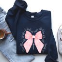 Medium Navy She Is Clothed With Strength And Dignity Proverbs Bows Ribbon Girly Religious Christmas Faith Sweatshirt