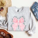 XXL Ash Light Gray She Is Clothed With Strength And Dignity Proverbs Bows Ribbon Girly Religious Christmas Faith Sweatshirt